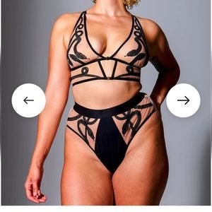 Thistle and Spire Medusa Biscotti Bralette and High Waisted Bikini